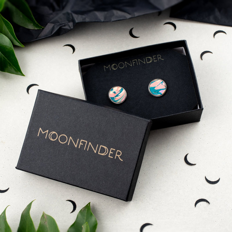 Marbled Leather Planet Studs