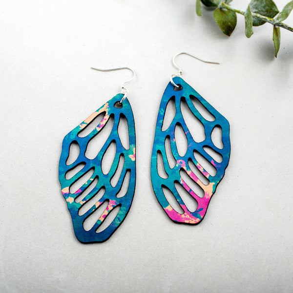Leather Dragonfly Wing Earrings